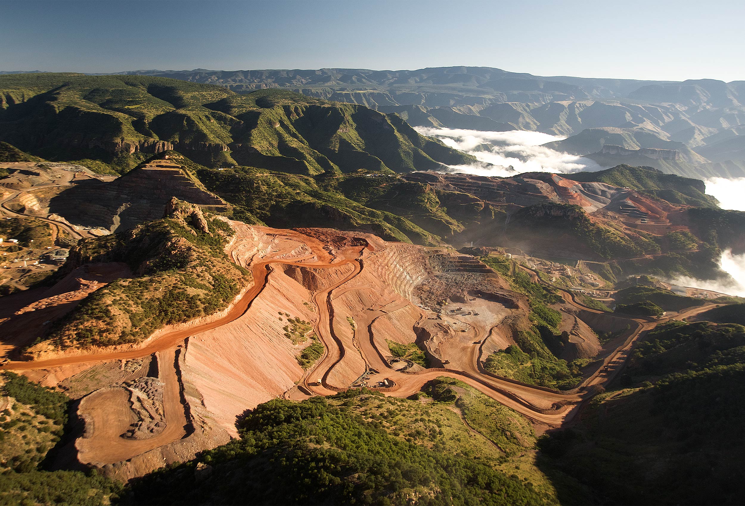 Aerial of copper mine by corporate industrial photographer Kristopher Grunert